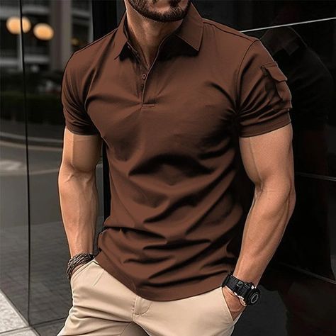 Polo Shirts Blue Gym Male With Collar Tee Plain Tops No Logo Mens T-shirt Muscles Fashion Men's Polo Shirt Style, Sports Polo Shirts, Streetwear Jeans, Camisa Polo, Mens Fashion Summer, Color Shorts, Pant Shirt, Polo Shirts, Shorts With Pockets