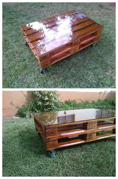 Pallet Coffee Tables, Pallet Furniture Plans, Pallet Furniture Designs, Wooden Pallet Furniture, Pallet Creations, Pallet Crafts, Pallet Furniture Outdoor, Pallet Ideas, Diy Pallet Projects