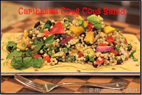 carribeanpin Amazing Salads, Couscous Salad Recipes, Mango Avocado, Couscous Salad, Cous Cous, Fun Salads, Lime Dressing, Healthy Vegetarian, A Skirt