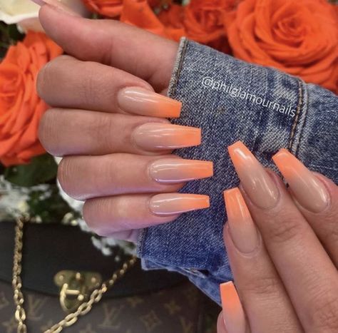 Summer Manicure Designs, Orange Nail Art, Pedi Ideas, Orange Nail, Nails Arts, Nail Color Trends, Nagel Tips, Nail Forms, Popular Nails