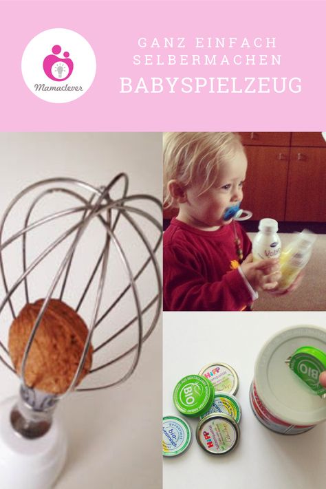 Fünf ganz einfache Ideen für Babyspielzeug aus Alltagsgegenständen zum Nachmachen.Auch wenn Du nicht so die Bastelmama bist, diese Spielsachen aus Materialien, die man in der Regel sowieso zu Hause hat, kriegt jeder ohne viel Aufwand hin. Und die Babys lieben sie! #Spielzeug #Babyspielzeug #Beschaeftigung #Baby Diy Montessori, Baby Toys Diy, Montessori Baby, Baby Steps, Baby Hacks, Activity Games, Diy Toys, Arts And Crafts For Kids, Diy Baby Stuff