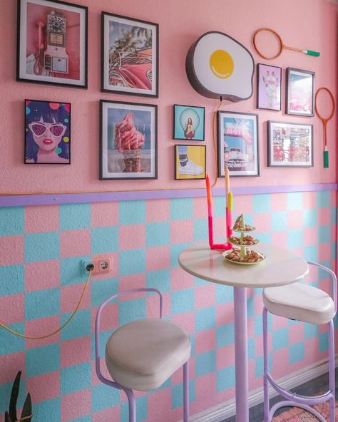 Colorful Cafe, Beppu, Maximalist Home, Pastel House, Dopamine Decor, Pastel Room, Living Room Partition, Danish Pastel, Maximalism