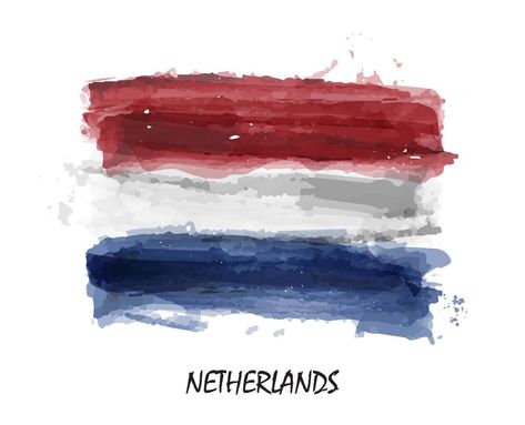 Holland Flag, Flag Of France, Dutch Flag, Netherlands Flag, Funny Logo, Realistic Watercolor, Story Cover, Shutter Stock, Flag Painting