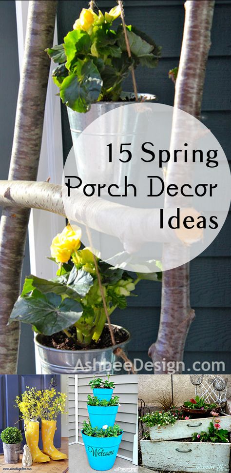 Front Door Decor Ideas, Door Decor Ideas, Spring Porch Decor, Diy Porch, Diy Outdoor Decor, Decks And Porches, Porch Decor, Diy Patio, Spring Home