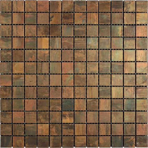 Copper Mosaic Tile, Penny Backsplash, Copper Kitchen Backsplash, Metallic Wall Tiles, Square Mosaic Tile, Metal Mosaic, Metal Mosaic Tiles, Copper Mosaic, Copper Tiles