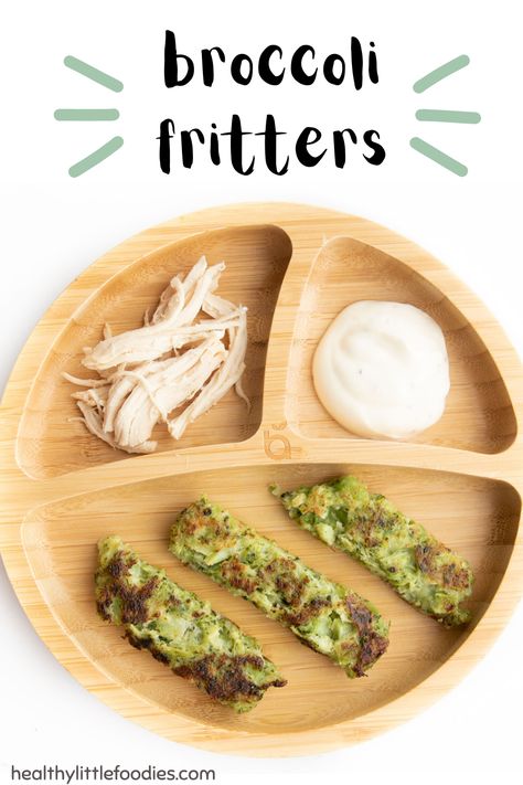 Introduce your little one to the world of flavors with these baby-led weaning-friendly broccoli fritters! Packed with wholesome goodness and easy for tiny hands to grasp, these fritters are a nutritious and tasty addition to your baby's mealtime adventure.  #babyledweaning #broccolifritters #healthybabyfood" Blw Broccoli Fritters, Baby Broccoli Bites, Broccoli Recipes For Baby, Broccoli Fritters Baby, Broccoli Baby Led Weaning, Easy Meals For 1 Year Baby, Blw Recipes 8 Months Led Weaning, Dairy Free Baby Led Weaning, Broccoli For Baby