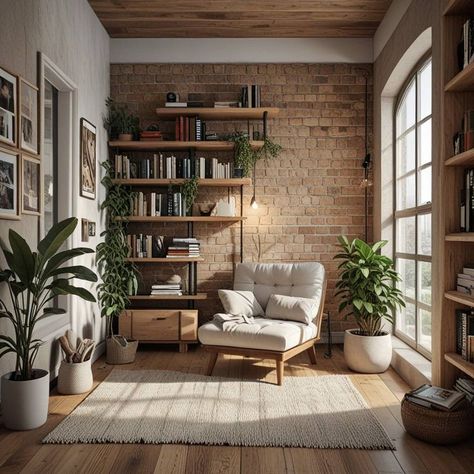 Conservatory Reading Corner, Small Library Corner, Library Nook Ideas Cozy Corner, Living Room Nook Ideas, Reading Area In Living Room, Book Shelves Office, Office Book Shelves, Book Shelves Ideas, Bookshelves Office