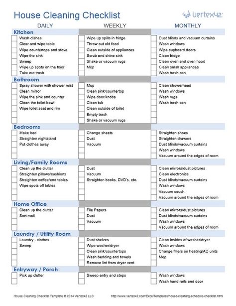 This is a great house cleaning checklist. This site also has some great templates for organizing your grocery list, packing list, wedding agenda, ect. A great site to visit to become more organized in the new year :): Kid Chores, Habit Ideas, Become More Organized, Cleaning Plan, Wedding Agenda, Cleaning Schedule Templates, Cleaning Checklist Template, Cleaning Schedules, Organizing Linens