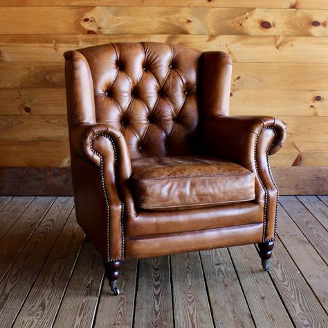 Adirondack Furniture Stores | Buffalo Leather Wing Chair – Dartbrook Rustic Goods 4 Leather Chairs Sitting Area, Leather Chair Sofa, Rustic Leather Chair, Classic Leather Chair, Overstuffed Leather Chair, Leather Wing Back Chair, Dark Leather Armchair, Home Library Aesthetic Vintage, Leather High Back Chair