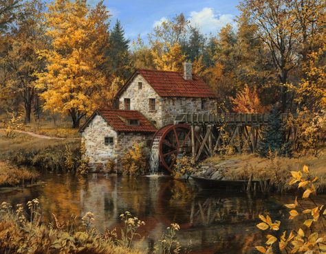 Evgeny Lushpin, Water Wheels, Build Inspiration, Water Mill, Water Wheel, Paul Cezanne, Rural Landscape, China Art, Russian Artists