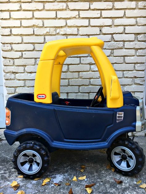 Little Tikes Batman Car Tikes Truck Makeover, Painted Little Tikes Car, Cozy Coupe Truck Makeover, Cozy Truck Makeover, Little Tikes Truck Makeover, Little Tikes Car Makeover, Cozy Coupe Truck, Car Makeover, Ghostbusters Car