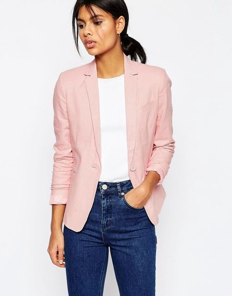 In praise of pink - Notes From A Stylist Light Pink Jacket Outfit, Light Pink Blazer Outfit, Linen Blazer Outfit Women, Blazer Outfit Women, Linen Blazer Outfit, Pink Jacket Outfit, Pink Blazer Outfit, Light Pink Jacket, Light Pink Blazers