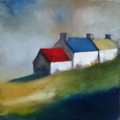 Padraig Mccaul, Paintings Easy, Three Houses, Irish Art, Painting Workshop, Naive Art, Art Abstrait, Abstract Landscape, Painting Inspiration