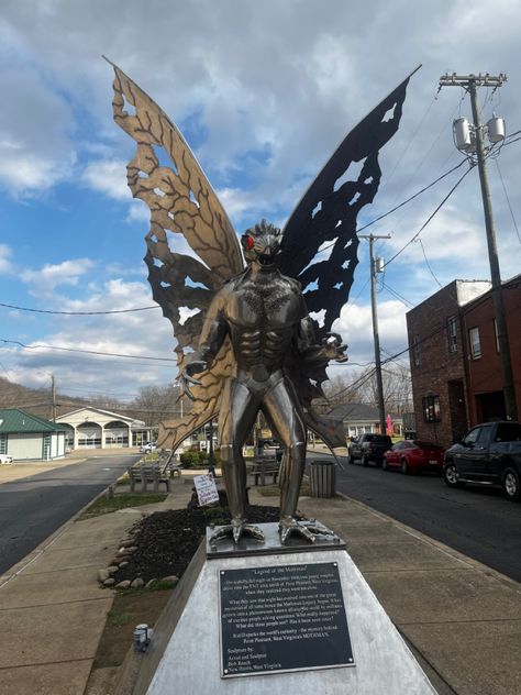 Cryptid Mothman Statue West Virginia Mothman Statue, Point Pleasant West Virginia, Point Pleasant, West Virginia, Virginia, Statue