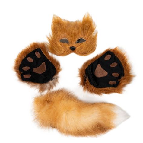 PRICES MAY VARY. Material: Real fox tail with same toned therian paws and mask.The mask has a sponge pad that fits snugly to the skin, avoiding plastic and skin friction, making it very friendly to your skin.Real fox fur rarely sheds and is very fluffy Size and Color: About 17'' length of the fox tail, maybe shorter or longer. The color of the wolf or fox costume is match colored. Some color of the fox tail is natural color not dyeing color. Use: When you want to cosplay a wolf , the brown or gr Therian Paws, Therian Ideas, Mask Wolf, Wolf Ears And Tail, Therian Masks, Wolf Tail, Party Cat, Fox Costume, Therian Mask