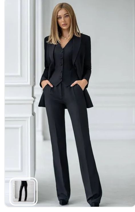 Coat Suit For Women, Formal Uniform For Women, Bisnis Woman, Fitted Suit Women, Female Suit Outfit, Work Suits For Women, Black Work Dresses, Ladies Trouser Suits, Slytherin Clothes