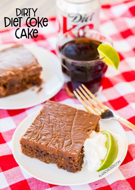 Dirty Coke Cake - our favorite drink in cake form! Homemade buttermilk chocolate cake and fudge frosting spiked with coconut and lime. SO good! Great for a potluck and tailgate party! A CRAZY delicious cake recipe! Diet Coke Cake, Dirty Diet Coke, Buttermilk Chocolate Cake, Coke Cake, Diet Cake, Chocolate Chip Cookie Pie, Potato Chip Cookies, Cola Cake, Cake Form