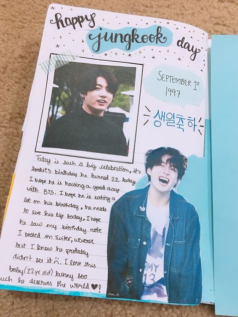 Happy Birthday Diary Ideas, Jungkook Birthday Journal Ideas, Jungkook Journal Ideas, Happy Birthday Journal, Diary Cover Ideas, Bts Dairy, Dairy Art, Bts Diary, Bts Diy