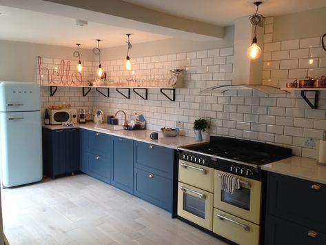 MDF Shaker Doors fully finished with Farrow and Ball Hague Blue Colour-matched. Kitchen Cabinet Blue, Farrow And Ball Kitchen Cabinets, Hague Blue Farrow And Ball, Farrow And Ball Hague Blue, Mdf Kitchen, Hornby Island, Farrow And Ball Kitchen, Hague Blue, Shaker Style Kitchens