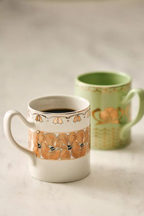 The Met x Anthropologie Stoneware Mug | AnthroLiving Anthropologie Mugs, Anthropologie Kitchen, Capricorn Aesthetic, Art Nouveau Pattern, Fall Stuff, The Gilded Age, Cozy Holiday, Winter Home, Metal Shop