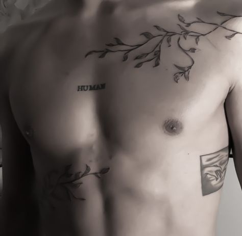 Plant Chest Tattoo Men, Fine Line Chest Tattoo Men, Coller Bone Tattoo Men, Under Collar Bone Tattoos Men, Clavical Tattoo Men, Vine Shoulder Tattoo Men, Male Collarbone Tattoo, Men Collarbone Tattoo, Pec Tattoo Men Ideas