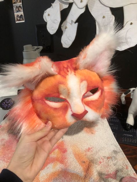 Rabbit Therian Mask, Therian Mask Ideas Calico Cat, Therian Dog Mask, Therian Mask Ideas Cat, Cat Mask Ideas, Therian Mask Ideas, Cat Mask Diy, Therian Gear, Felt Animal Masks