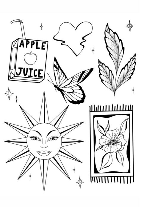 Juice Tattoo, Apple Juice, Tattoo Sketches, Art Sketches, Juice, Tattoos, White, Black, Art