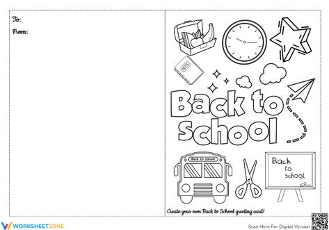 Welcome little kids back to school with a colorful greeting card personalized by themselves! #backtoschool #greetingcards #crafts #paper #color #school #schoolsupplies #schoolbus #worksheets #printable #pdf #printableforkids #kidsactivities #coloring #preschool #kindergarten #cards Back To School Greeting Cards, Coloring Preschool, Back To School Crafts For Kids, Back To School Crafts, Welcome Back To School, Greeting Card Template, Class Decoration, Printable Greeting Cards, Crafts Paper