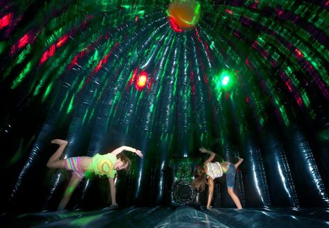 Disco Dome Party Ideas, Disco Bouncy Castle, Disco Dome, Sweet 16 Party Themes, Castle Party, Bounce House Rentals, 17th Birthday Ideas, Bouncy House, Edm Music