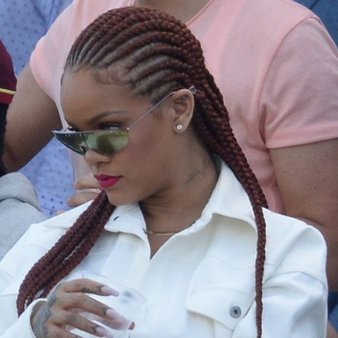 Rihanna watches the game from a pavilion box balcony during the ICC Cricket World Cup Rihanna Braids Cornrows, Rihanna Cornrows Hairstyles, Rihanna Cornrows, Rihanna Dreads, Rihanna Braids, Grey Hair Braids, Straight Back Braids, Cornrow Braid Styles, Rihanna Hairstyles