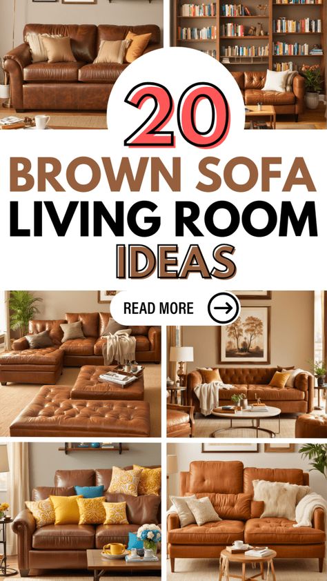 Living Rooms With Camel Leather Sofa, Terra Cotta Couch Living Rooms, Tan Sectional Living Room Ideas, Caramel Sofa Living Room Ideas, Camel Couch Living Room Color Schemes, Small Open Concept Kitchen, Brown Sofa Living Room Ideas, Brown Sofa Decor, Small Open Concept Kitchen Living Room