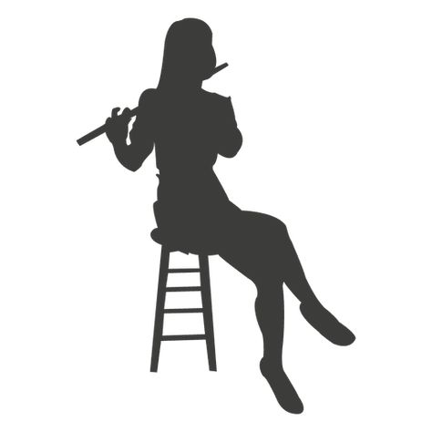 Music Art Drawing, Music Silhouette, Playing Flute, Custom Teacher Gifts, Flute Player, Music Drawings, Music Stickers, Girl Silhouette, Silhouette Png