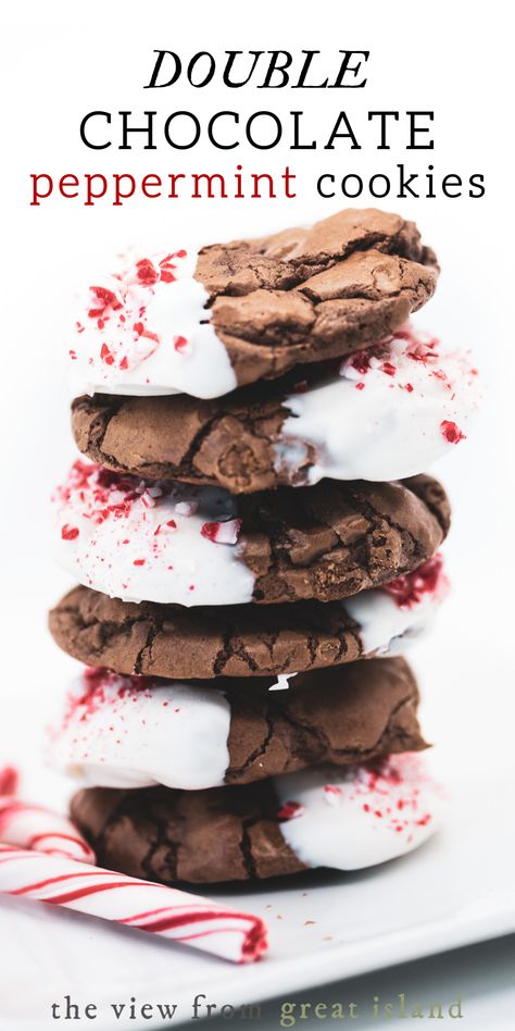 Chocolate Peppermint Cookies Recipe, Peppermint Cookie Recipe, Recipe Cookies, Chocolate Peppermint Cookies, Peppermint Chocolate, Toffee Cookies, Homemade Dessert, Chocolate Christmas, Peppermint Cookies