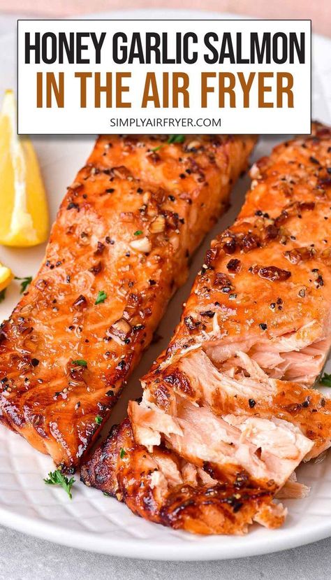 Sep 28, 2023 - Want to make air fryer honey garlic salmon? With a delectable marinade, this salmon is easy to prep and cooks to perfection in no time! Easter Entrees, Air Fryer Recipes Salmon, Salmon Recipes Baked Healthy, Air Fryer Salmon, Honey Garlic Salmon, Air Fryer Fish, Garlic Salmon, Air Fryer Oven Recipes, Baked Salmon Recipes