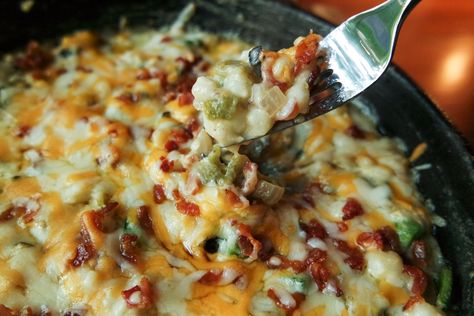 Hatch Green Chile, Bacon & Hominy Casserole recipe Chili With Hominy Recipe, Hominy Recipes, Hominy Casserole, Popular Casseroles, Canned Hominy, Au Gratin Recipes, Hatch Green Chile, Ranch Recipe, Beef Chili