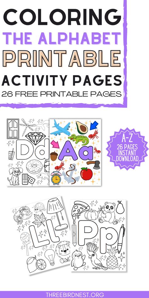 Coloring The Alphabet Activity Pages-Engaging Alphabet Activities for Early Learners - This Little Nest coloring alphabet worksheet for kids and learning. teachers worksheets for preschoolers.  preschool printables, learning printables, kindergarten printables, 1st grade printables for kids, Summer learning printables, coloring crafts for young children. Free Alphabet Coloring Pages, Learning Crafts, Alphabet Activity, Kids Alphabet, Free Preschool Worksheets, Learning Printables, Alphabet Worksheets Preschool, Kindergarten Printables, Printables For Kids