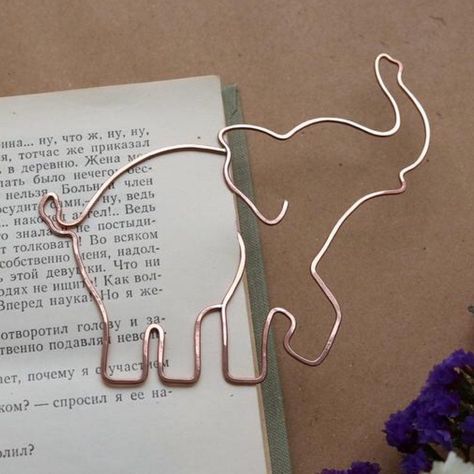 Wire Elephant, Elephant Bookmark, Elephant Portrait, Wire Bookmarks, Crochet Bookmark Pattern, Wire Art Sculpture, Wire Diy, Trend Clothes, Wire Wrapped Jewelry Diy