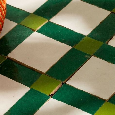 Zia Tile on Instagram: "Mad for plaid 😱  Get on the grid with zellige mosaics that pack a patterned punch.  Seen here: our Gambit 6 zellige mosaic in Pure White, Jade, and Prairie Green." Green Tile Restaurant, Checkered Bathroom Tile, Green White Tile, Plaid Tile, Mosaic Tiles Kitchen, Zellige Mosaic, Green Mosaic Tile, Kitchen Wall Tiles Design, Zia Tile