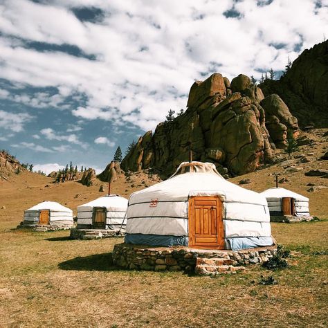 Last night we took a break from the train and slept in a traditional Mongolian yurt. ⛺️ It has been used for thousands of years by the… Mongolian Aesthetic, Mongolian Steppe, Mongolian Yurt, Trans Siberian Railway, Inktober 2024, Stay Overnight, Slow Travel, Yurt, Central Asia