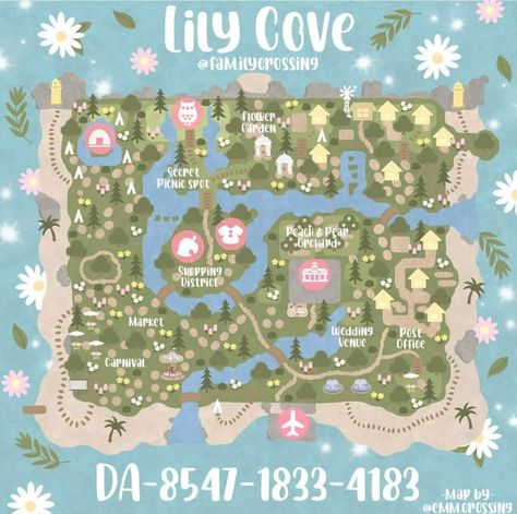 Creature Street, Kawaii Island, Fairy Island, Cottagecore Animal Crossing, Dream Address, Urban Island, Map Layout, Animal Crossing Funny, Spring Animals