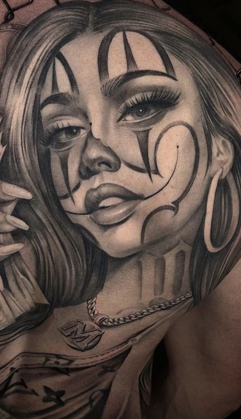 Chicano Tattoo Sketch, Chicano Woman, Payasa Tattoo, Aztec Tattoos Sleeve, American Indian Artwork, Cute Thigh Tattoos, Arm Sleeve Tattoos For Women, Chicano Love, Mexican Art Tattoos