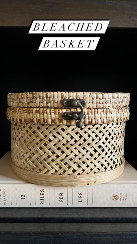 Bleaching Wicker Basket Diy, Bleach Baskets Diy, Basket Redo, Wicker Basket Diy, Basket Decor Ideas, Basket Light, Red Basket, Thrift Flips, Basket Decor