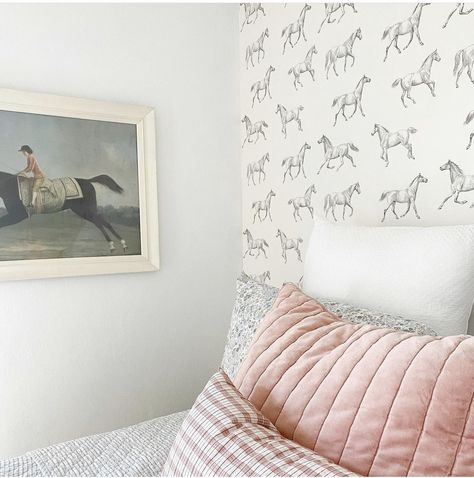 Equestrian, horse decor , equestrian decor, horse, teen room, horse decor, horse style , wallpaper, antique bed, scones Equestrian Girls Bedroom, Girls Room Horse Theme, Equestrian Bedroom, Girl Horse Room, Horse Girls Bedroom, Horse Room Decor, Horse Themed Bedrooms, Horse Bedroom, Bedroom For Girls Kids