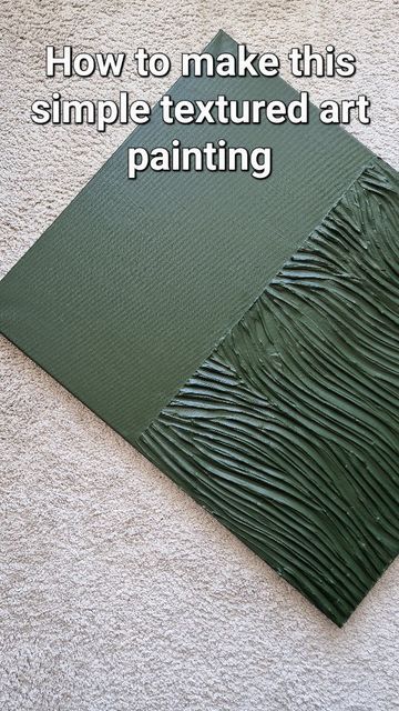 Diy Green Canvas Art, Diy Green Wall Art, Earthy Acrylic Paintings, Green Texture Painting, Dark Green Canvas Painting, Diy Textured Canvas Art Black, Texture Art On Black Canvas, Green Plaster Wall Art, Spackle Painting On Canvas