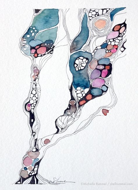 Journeys... ~ Original Ink & Watercolor by Shell Rummel  ©Michelle Rummel Watercolor Surface Pattern Design, Shell Rummel, Paint Abstract, Watercolour Inspiration, Soyut Sanat Tabloları, Art Et Illustration, Alcohol Ink Art, Watercolor Inspiration, Art And Illustration