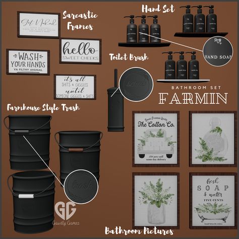 Farmin Bathroom Decor Set | Patreon Urban Cc Furniture, Sims 4 Hotel, Sims Cc Maxis Match, Sims 4 Horse Ranch, Sims 4 Mac, Trash Can Bathroom, Sims 4 Urban Cc, Sims 4 Free Mods, Urban Bathroom