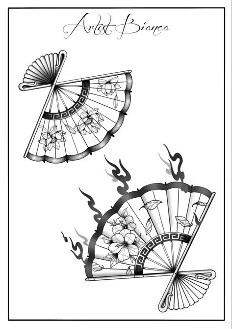 Chinese Fan Tattoo Design, Japanese Fan Tattoo Design, Japanese Fans Drawing, Fan Japanese Tattoo, Japanese Fan Drawing, Traditional Japanese Fan Tattoo, Asian Fan Tattoo Design, Chinese Fan Tattoo, Fan Tattoo Design