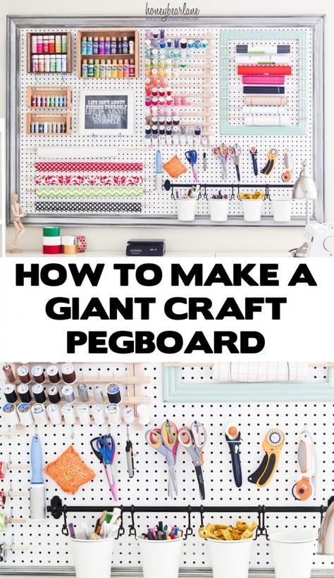 If you have the wall space in your makerspace, something like this giant craft pegboard could be an amazing organization setup. Bathroom Pegboard, Entryway Pegboard, Cricut Pegboard, Art Pegboard, Craft Pegboard, Desk Pegboard, Framed Pegboard, Display Pegboard, Garage Pegboard