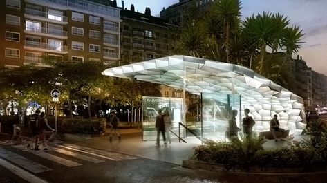 This startup is ditching plastic waste by bringing the refills to you Snohetta Architecture, Subway Entrance, San Sebastian Spain, Architectural Competition, U Bahn, Entrance Design, Roof Structure, Basque Country, Metro Station