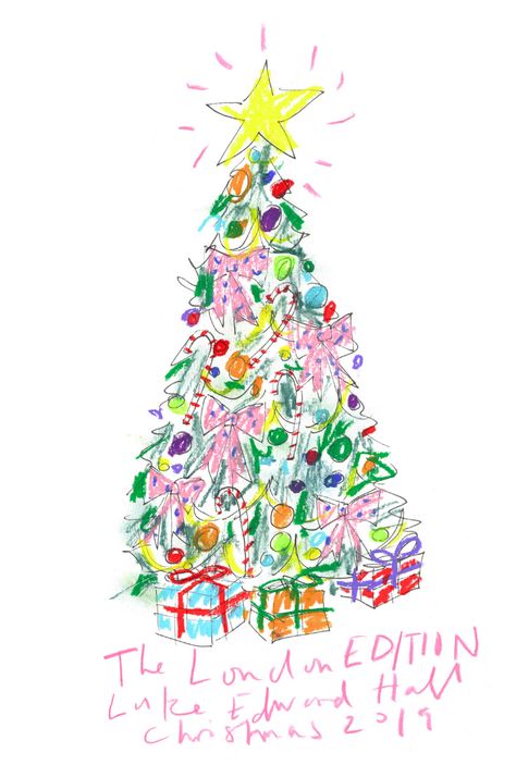 Christmas card illustration Fashion Christmas Illustration, Artsy Christmas Cards, Christmas Craft Aesthetic, Christmas Tree Illustration Drawings, Holiday Card Drawing, Decorating Christmas Tree Illustration, Xmas Cards Illustration, Christmas Aesthetic Illustration, Aesthetic Christmas Card Ideas